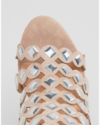 Glamorous Embellished Strap Heeled Sandals