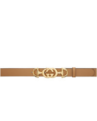 Gucci Taupe Horsebit Logo Belt