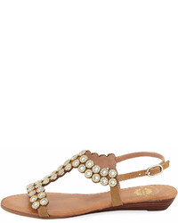 Premium Collection By Yellow Box Beaming Embellished Flat Sandal Neutral