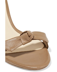 Alexandre Birman Clarita Bow Embellished Leather Sandals Tan