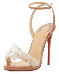 Christian Louboutin Crystal Queen Embellished Sandal Nude