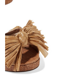 Dolce & Gabbana Embellished Raffia Platform Sandals Light Brown