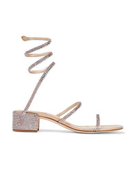 Rene Caovilla Cleo Crystal Embellished Satin Sandals
