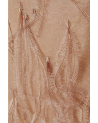 Jason Wu Feather Embellished Silk Organza Dress Sand
