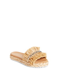 Prada Embellished Raffia Slide Sandal