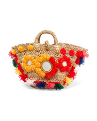 Sicily Bag Gigi Embellished Woven Straw Tote