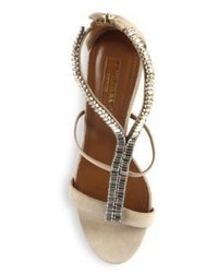 Aquazzura Constance Crystal Embellished Suede Sandals