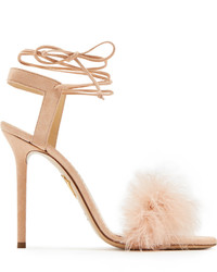 Charlotte Olympia Salsa Feather Embellished Suede Sandals