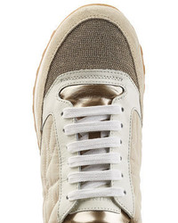 Brunello Cucinelli Embellished Sneakers With Suede