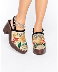 Tan Embroidered Ankle Boots