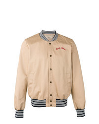 Tan Embroidered Bomber Jacket