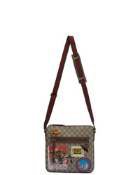 Gucci Beige And Brown Gg Supreme Patches Courier Messenger Bag