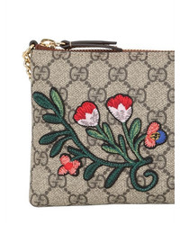 Gucci Floral Embroidered Gg Supreme Clutch Bag