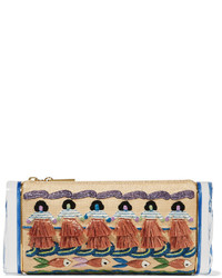Edie Parker Soft Lara Luau Embroidered Raffia And Acrylic Box Clutch Beige