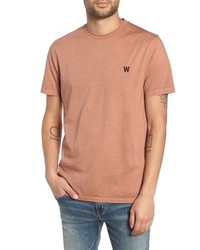 Tan Embroidered Crew-neck T-shirt