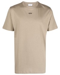 Off-White Logo Embroidered Cotton T Shirt