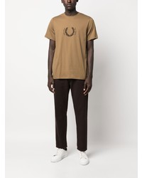 Fred Perry Logo Embroidered Short Sleeved T Shirt