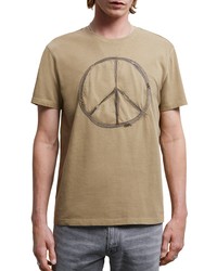 John Varvatos Peace Sign Cotton T Shirt In Dark Olive At Nordstrom