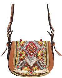Roberto Cavalli Small Embroidered Leather Bag W Horns