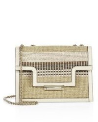 AERIN Rin Straw Embroidered Leather Crossbody Bag