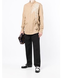 Bed J.W. Ford Cotton Rose Detail Leaf Embroidered Shirt