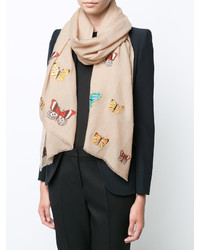 Janavi Beetle And Butterfly Embroidered Scarf