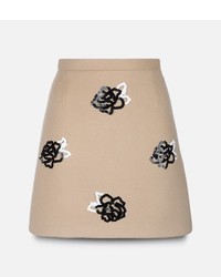 Tan Embroidered Sequin Skirt
