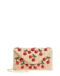 Nordstrom Cherry Embellished Straw Envelope Clutch