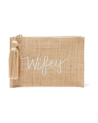 Kayu Wifey Embroidered Woven Straw Pouch