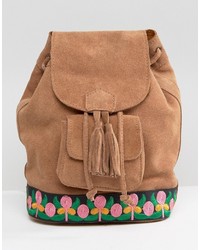 Park Lane Suede Festival Backpack With Embroidery