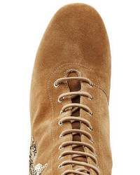 RED Valentino Red Valentino Embroidered Lace Up Suede Boots