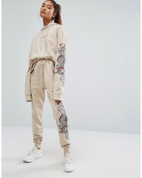 Criminal Damage Baggy Sweatpants With Leg Embroidery Co Ord