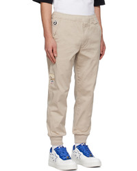 AAPE BY A BATHING APE Beige Embroidered Lounge Pants