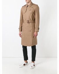 Gucci Embroidered Tiger Trench Coat Nude Neutrals