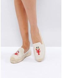 Soludos X Mary Matson Natural Lobster And Crab Double Platform Espadrilles