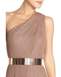 David Meister Belted Metallic Knit Gown