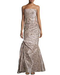 Monique Lhuillier Ml Strapless Gown Fitted With Ruching