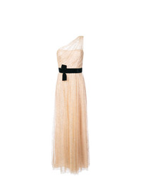 Marchesa Notte One Shoulder Glitter Dress