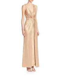 Laundry by Shelli Segal Platinum Foxtrot Foiled Knit Gown