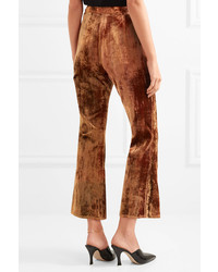Ellery Cooly Chant Cropped Crushed Velvet Flared Pants Copper
