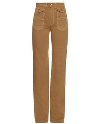 See by Chloe See By Chlo High Rise Flared Cotton Canvas Trousers