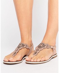 Dune Lill Nude Laser Cut Detail Toe Post Sandals