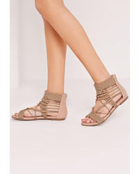 Missguided Origami Rope Flat Sandals Nude