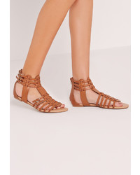 Missguided Strappy Flat Gladiator Sandals Tan