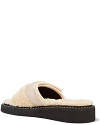 See by Chloe See By Chlo Faux Shearling Slides Beige