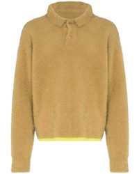Tan Fleece Polo Neck Sweater