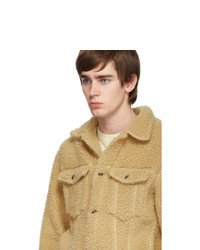 Naked and Famous Denim Beige Fleece Jacket