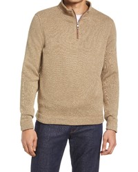 Peter Millar Quarter Zip Fleece Sweater In Khaki At Nordstrom