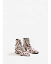 Tan Floral Ankle Boots