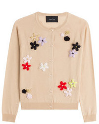 Simone Rocha Merino Wool Silk Cashmere Cardigan With Floral Appliqu